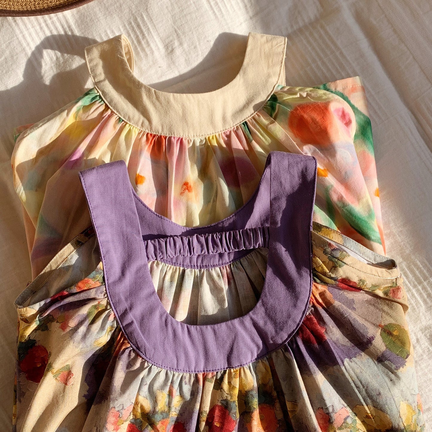 Summer Arrival Baby Kids Girls Cute Sleeveless Oil-Painting Flowers Pattern Printed Dress