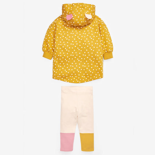 Baby Girl Car Patched & Dot Graphic Long Hoodie Combo Leggings Sets