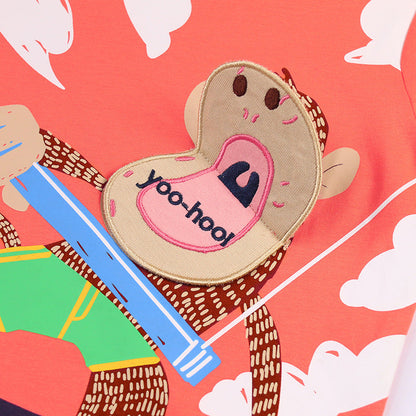 Summer Baby Kids Monkey Cartoon Pattern T-shirt and Shorts Clothing Set for Boys