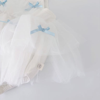 Summer Arrival Baby Girls Cute Sleeveless Butterfly-bow Decorated Dress Design Strap Onesies