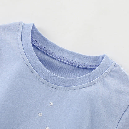 Summer Baby Kids Mermaid and Marine Animals Pattern T-shirt and Shorts Clothing Set for Girls