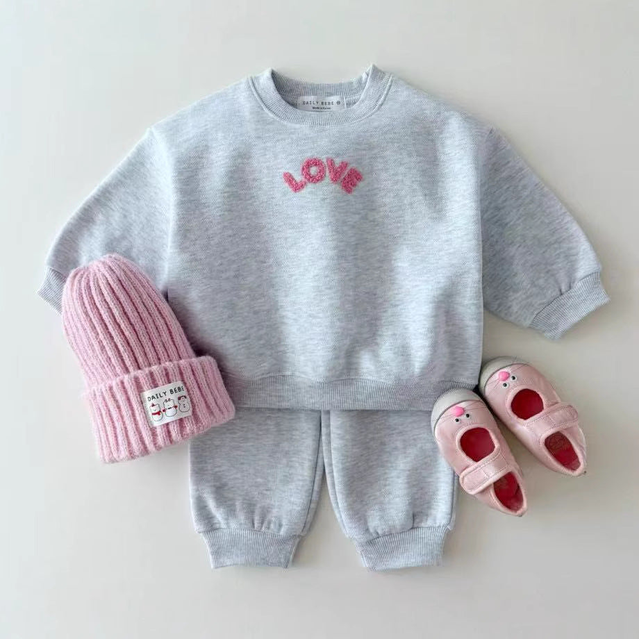 Autumn Baby Kids Unisex Casual Letters Pattern Long Sleeves Top Pullover and Pants Clothing