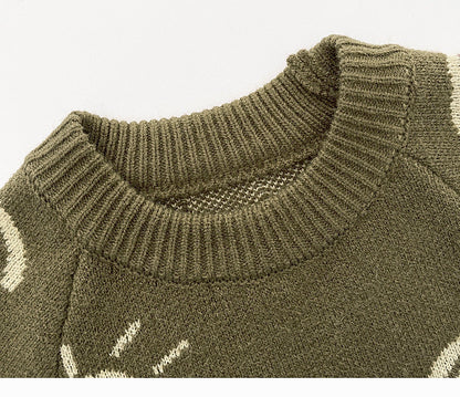Autumn and Spring Arrival Unisex Baby’s Rainbows and Suns Pattern Knitted Rompers
