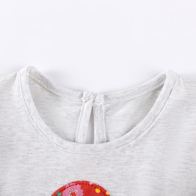 Autumn Arrival Cartoon Christmas and Snowflakes Pattern Long Sleeves Crew Neck Dress for Stylish Girls