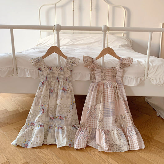 Summer Baby Kids Girls Sleeveless Geometric Pattern Dress