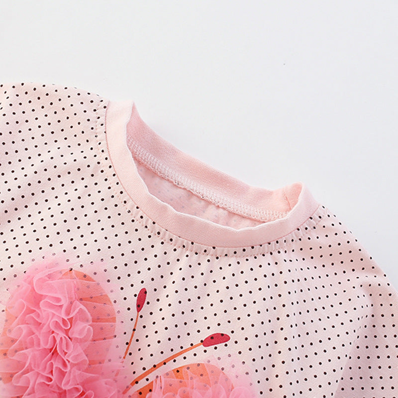 Summer Baby Kids Heart Shaped Butterfly Pattern Top and Pink Shorts Clothing Set for Girls