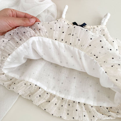Summer Baby Kids Dots Pattern Sleeveless Top Vest and Shorts Clothing Set for Girls