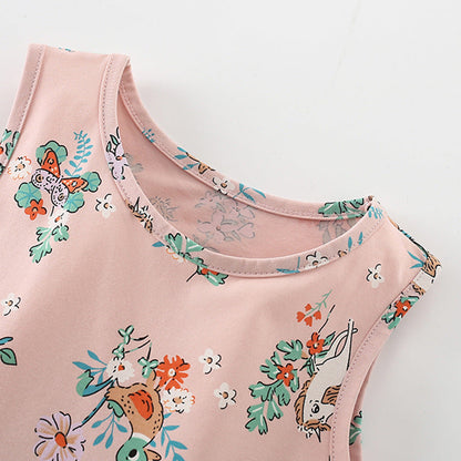 Summer Arrival Floral Pattern Sleeveless Cute Dress for Stylish Girls