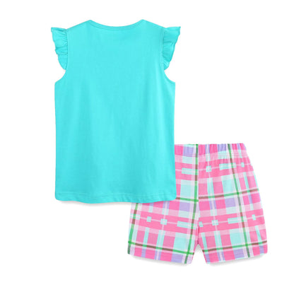 Summer Baby Kids Cute Strawberry Pattern Vest and Plaid Shorts Clothing Set for Girls