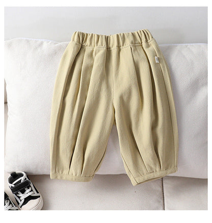 Autumn Arrival Kids Unisex Soft Comfortable Pure Cotton Long Solid Color Pants