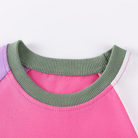 Autumn Arrival Cartoon Animals Pattern Long Sleeves Crew Neck Dress for Stylish Girls