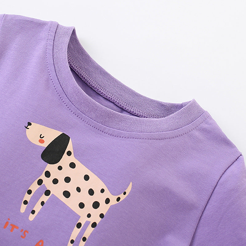 Summer Arrival Animals Cartoon Pattern Short Sleeves Dress for Stylish Girls