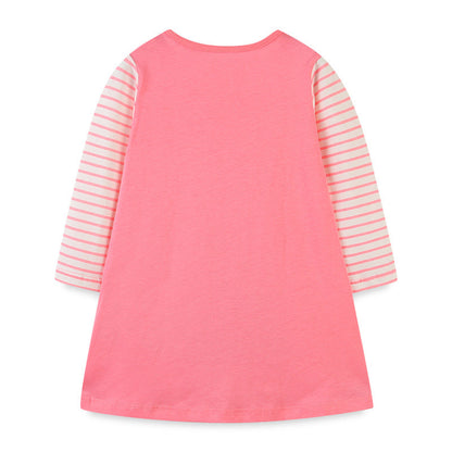 Baby Girl Cartoon Christmas Tree Pattern Striped Sleeve Design Princess Dress