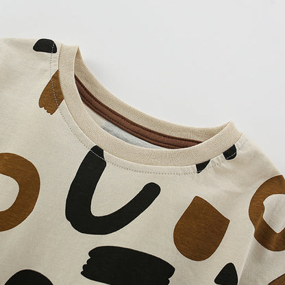 Summer Baby Kids Geometric Pattern T-shirt and Shorts Clothing Set for Boys