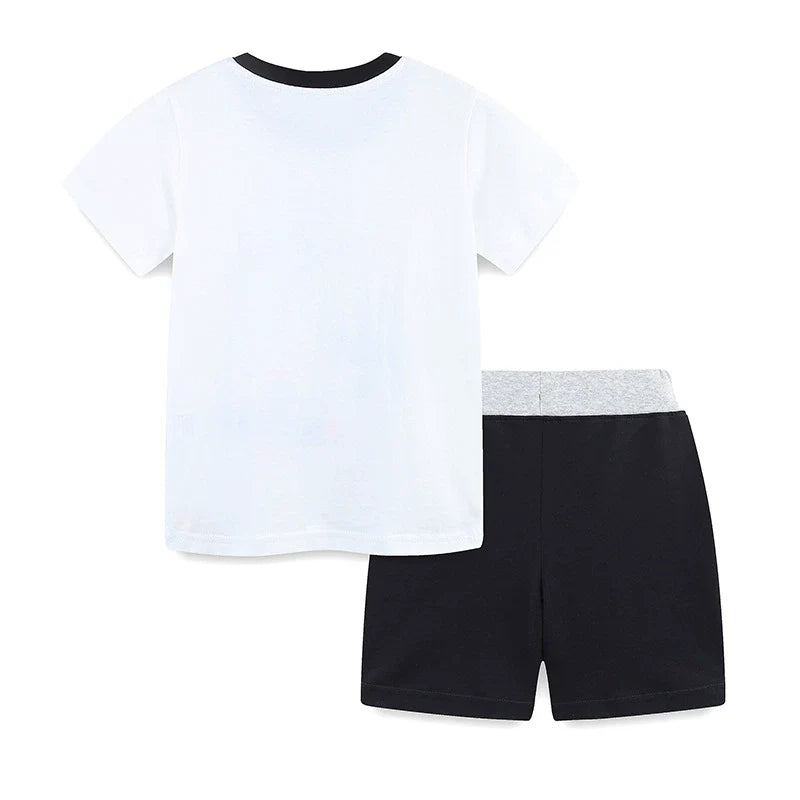 Summer Baby Kids Cartoon Airplanes Pattern T-shirt and Shorts Clothing Set for Boys