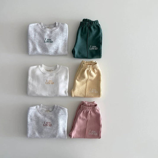 Autumn Baby Kids Unisex Casual Letters Pattern Long Sleeves Top Pullover and Pants Clothing Set