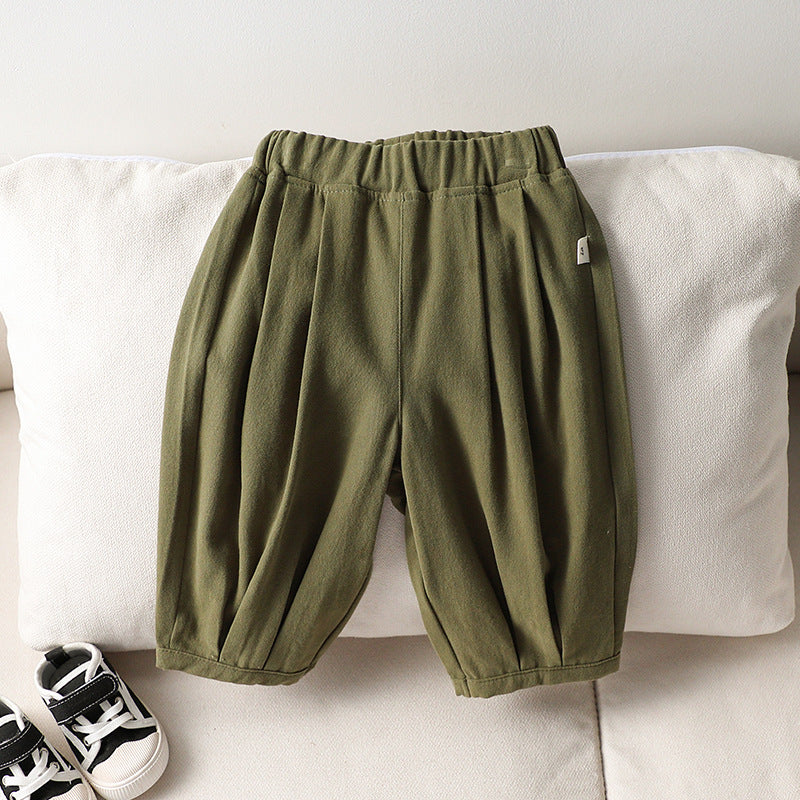 Autumn Arrival Kids Unisex Soft Comfortable Pure Cotton Long Solid Color Pants