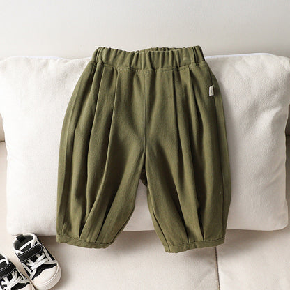 Autumn Arrival Kids Unisex Soft Comfortable Pure Cotton Long Solid Color Pants