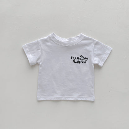 Summer Baby Kids Unisex Letter Print T-Shirt And Denim Overalls Clothing Set