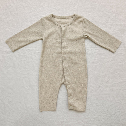 Baby Solid Color Pit Strip Fabric Long Sleeve Onesie Or Jumpsuit (Without Hat)