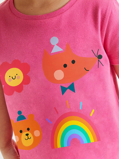 Girls Cartoon Print T-Shirt And Pants Set