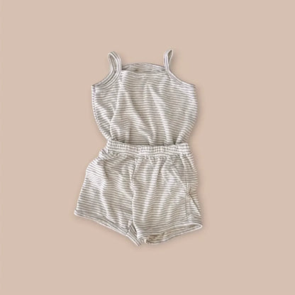 Summer Hot Selling Baby Unisex Sleeveless Striped Vest and Shorts Clothing Set