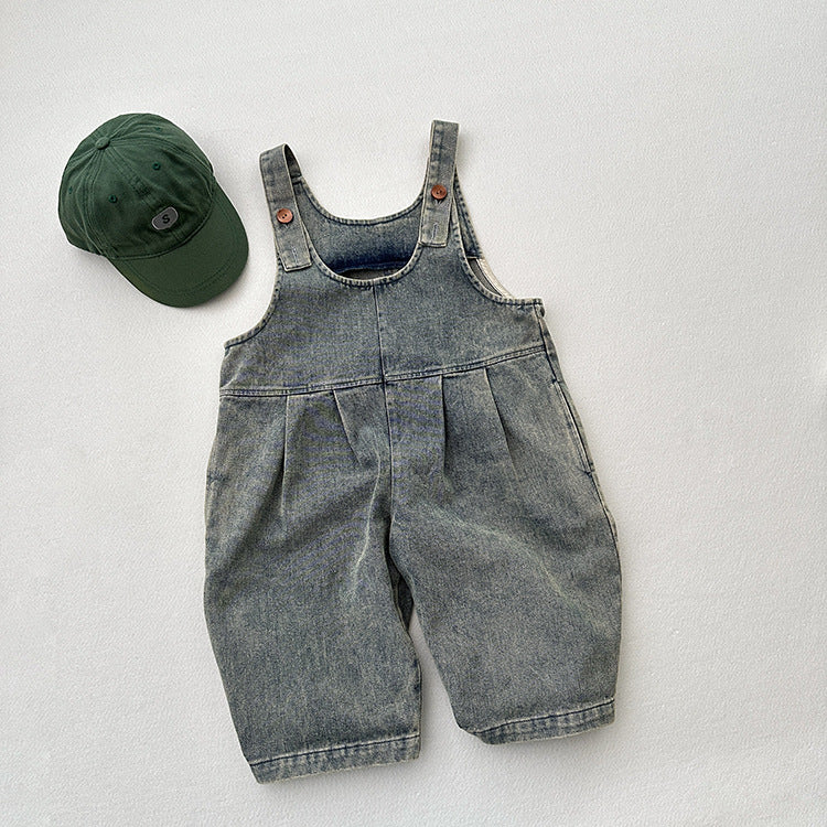 Unisex Spring Autumn Solid Overall Cowboy