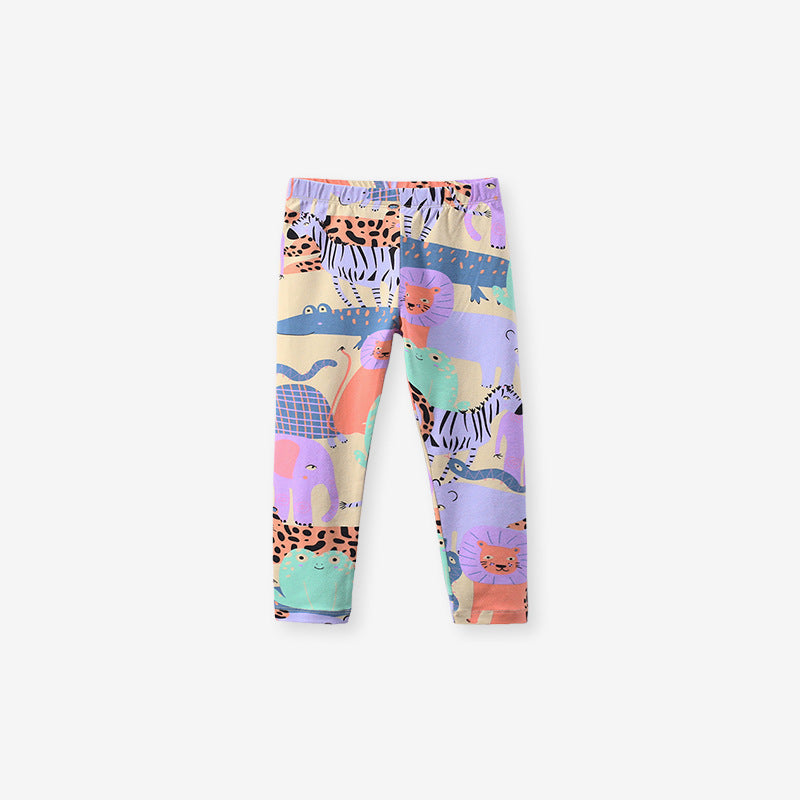 Girls Animals Cartoon Collection Design Top Pullover And Pants Set