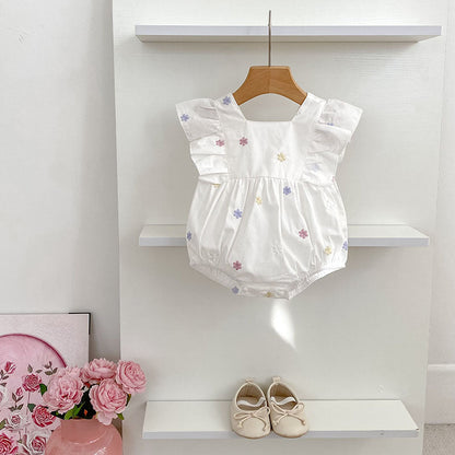 Summer Arrival Star Pattern Fly Sleeves Square Neck Dress/Onesies for Stylish Girls