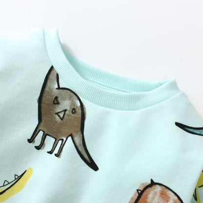 Baby Boy All Over Dinosaur Pattern Hoodie And Shorts Sets