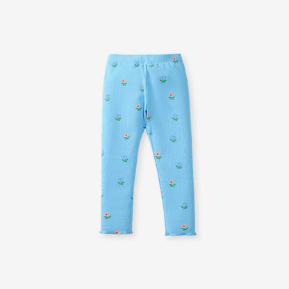 Spring And Autumn Girls Cartoon Flowers Pattern Long Sleeves Top Warm Sweatshirt And Pants Clothing Set