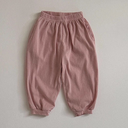 Children Summer Unisex Solid Color Thin Breathable Pants Casual Kids Trousers