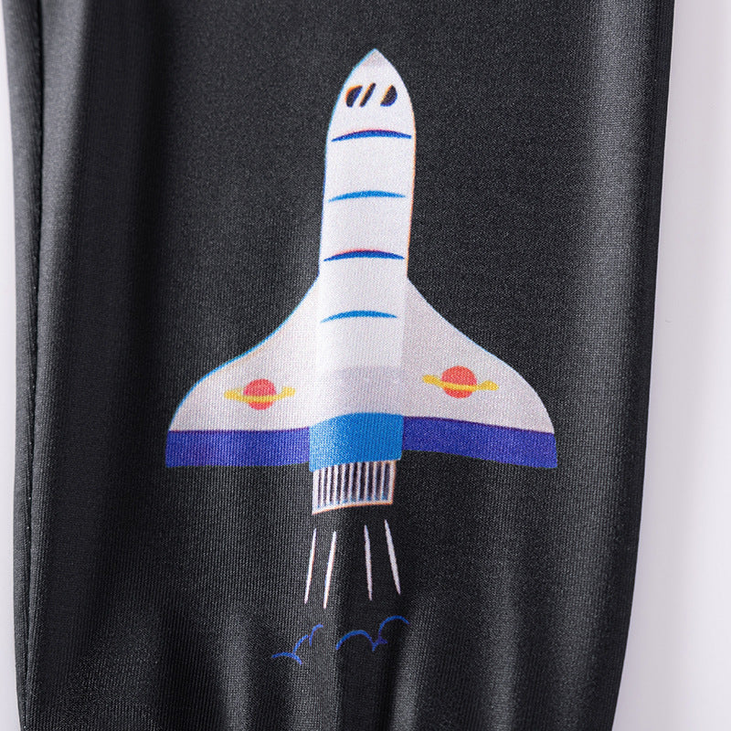 MyKids-USA Spring and Autumn Baby Boys Astronaut Cartoon Pattern Long Sleeves Casual Pajama Set