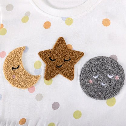 Autumn and Spring Arrival Cartoon and Polka Dots Pattern Tulle Patchwork Long Sleeves Dress for Stylish Girls