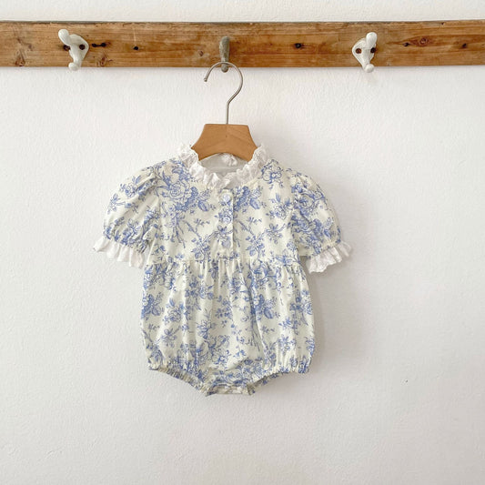 Summer Arrival Girls Cute Beautiful Flowers Pattern Short Sleeves Onesies and Dress – Princess Sister Matching