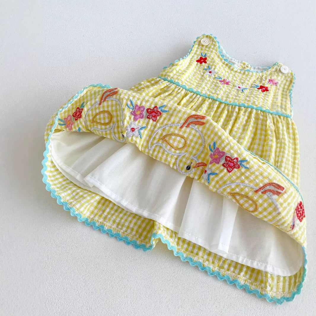 Summer Hot Selling Baby Kids Girls Princess Sleeveless Plaid Dress