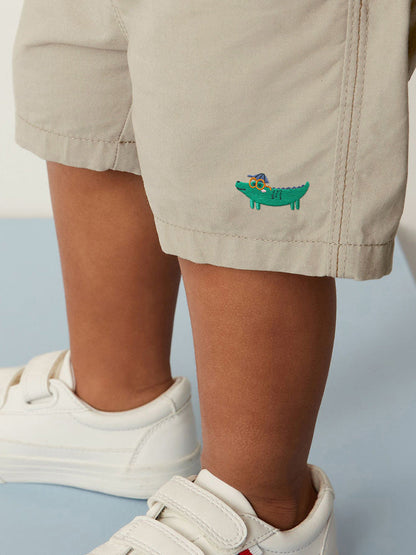 Boys Solid Soft Cotton Casual Style Shorts With Cartoon Logo