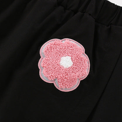 Summer Baby Kids Flowers and Letters Pattern T-shirt and Skirt Clothing Set for Girls