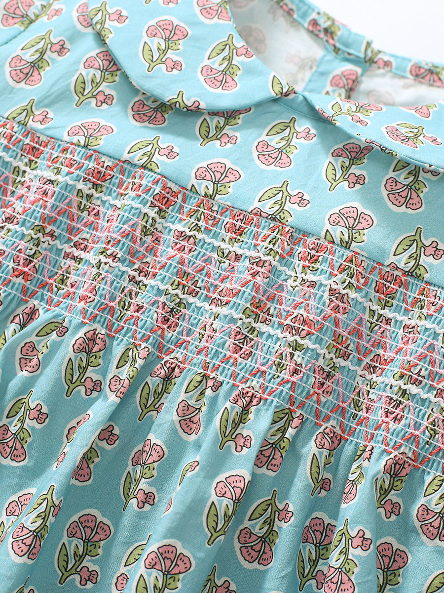 Summer Baby Kids Girls Short Sleeves Flowers Print Dress