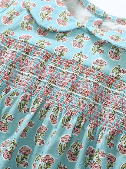 Summer Baby Kids Girls Short Sleeves Flowers Print Dress