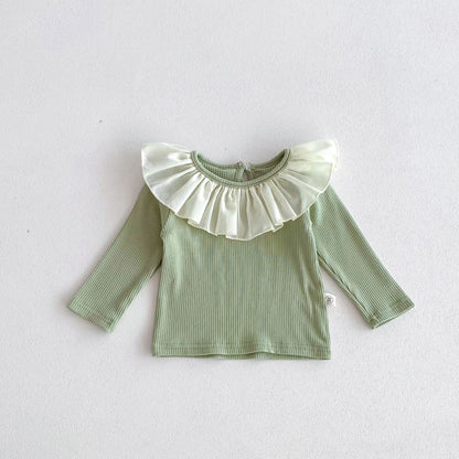 Spring Baby Kids Girls Solid Color Overalls Onesies Dress And Long Sleeves Top Clothing Set