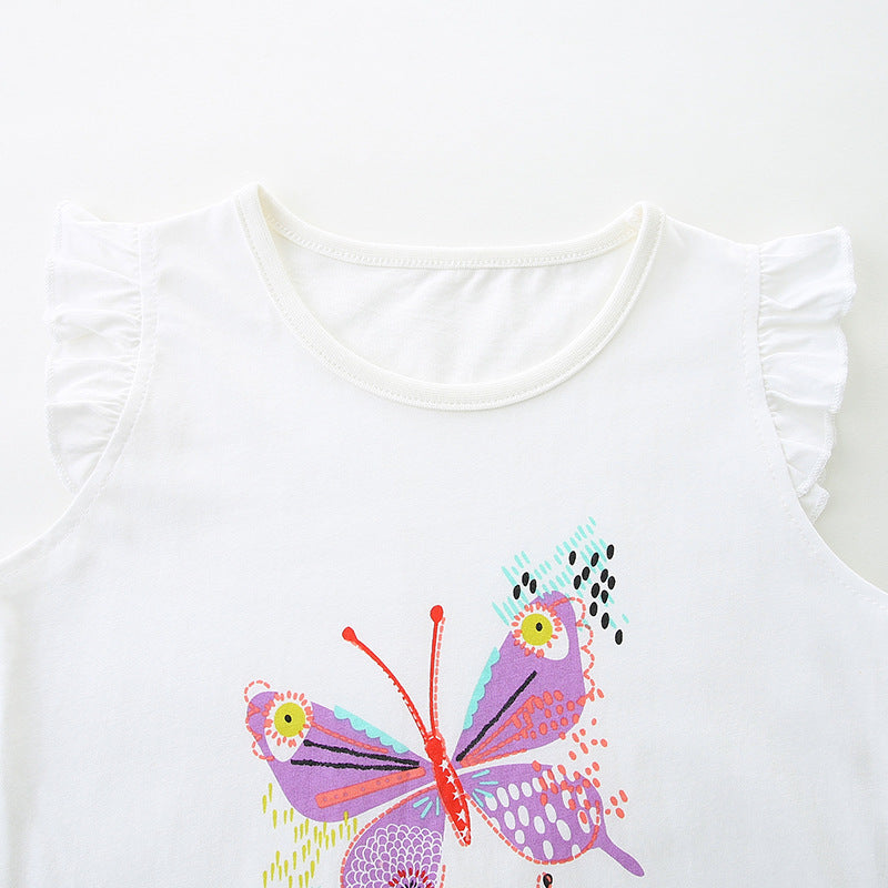Summer Baby Kids Cute Butterfly Pattern Vest and Shorts Clothing Set for Girls