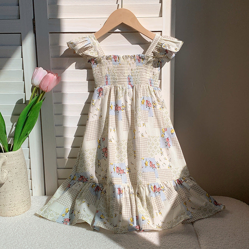 Summer Baby Kids Girls Sleeveless Geometric Pattern Dress