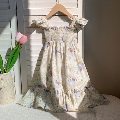 Summer Baby Kids Girls Sleeveless Geometric Pattern Dress