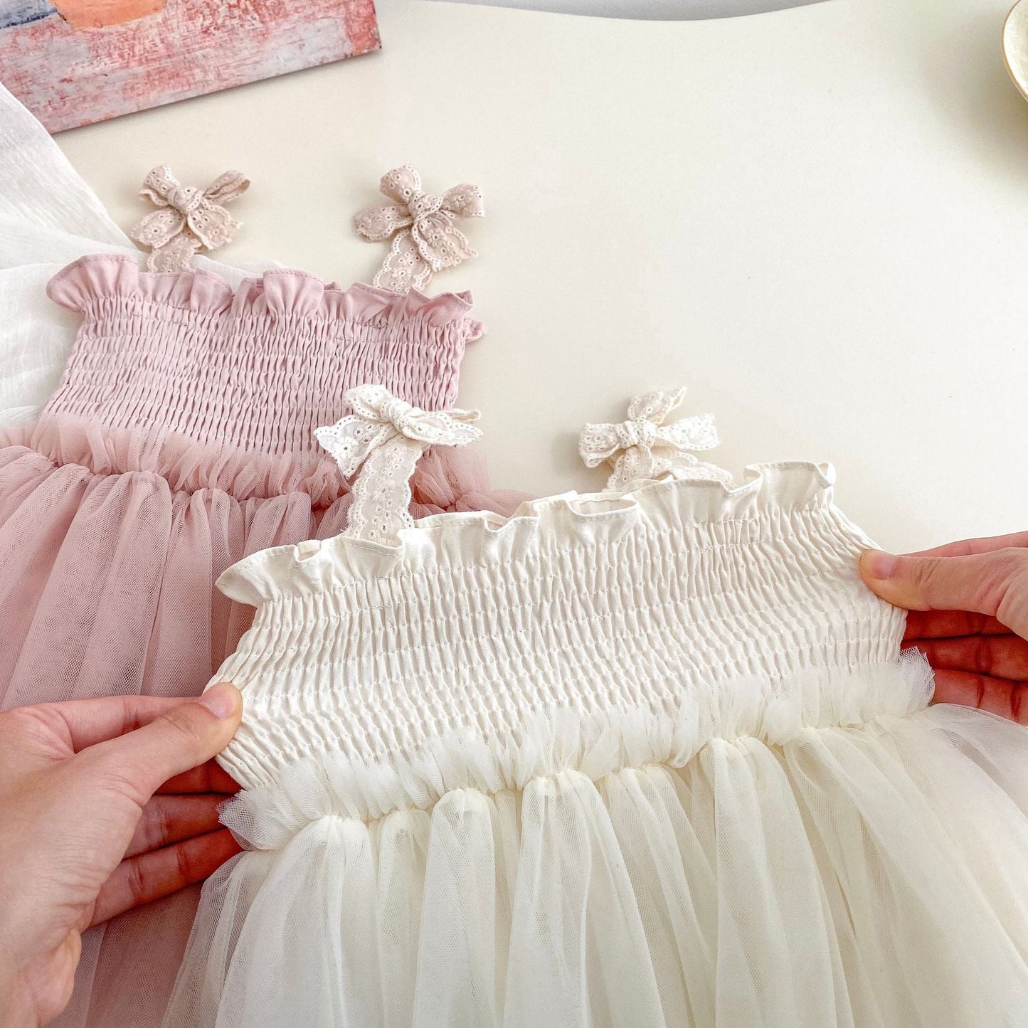 Summer Arrival Baby Girls Cute Solid Color Pleated Sleeveless Dress Design Strap Onesies