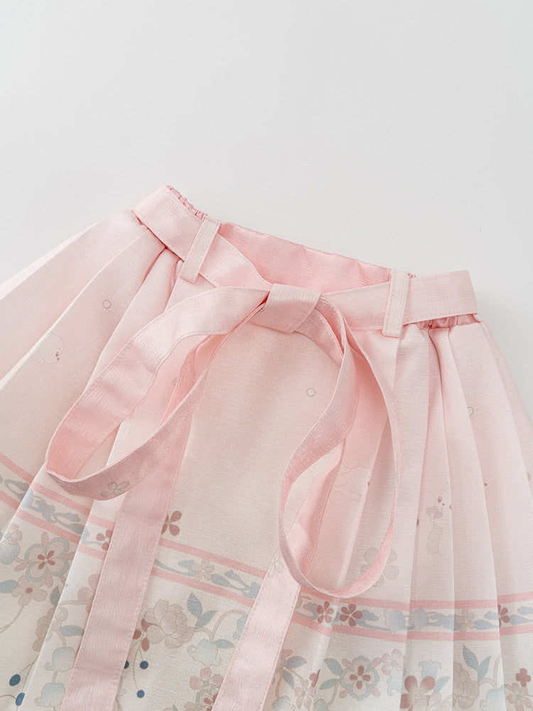 Autumn Arrival Baby Girls Simple Stand Collar Top and Rabbits Pattern Skirt Clothing Set