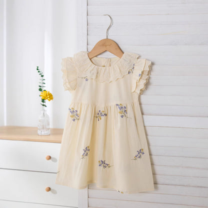 Summer Arrival Colorful Flowers Pattern Fly Sleeves Dress for Stylish Girls