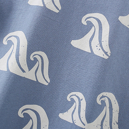 Summer Baby Kids Waves Pattern T-shirt and Shorts Clothing Set for Boys