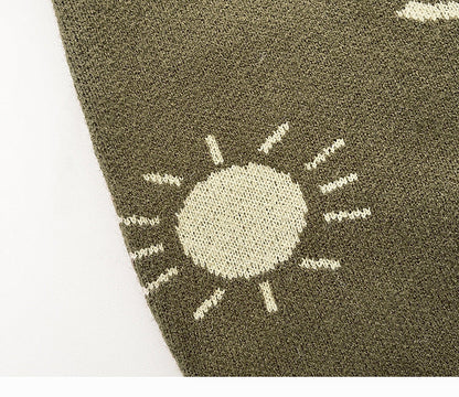 Autumn and Spring Arrival Unisex Baby’s Rainbows and Suns Pattern Knitted Rompers