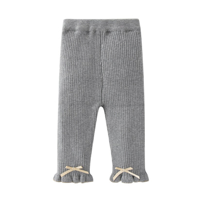 Baby Girl Bow Tie Patched Design Comfy Pants